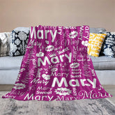 Lofaris Sweet Heart Crown Purple White Custom Name Blanket